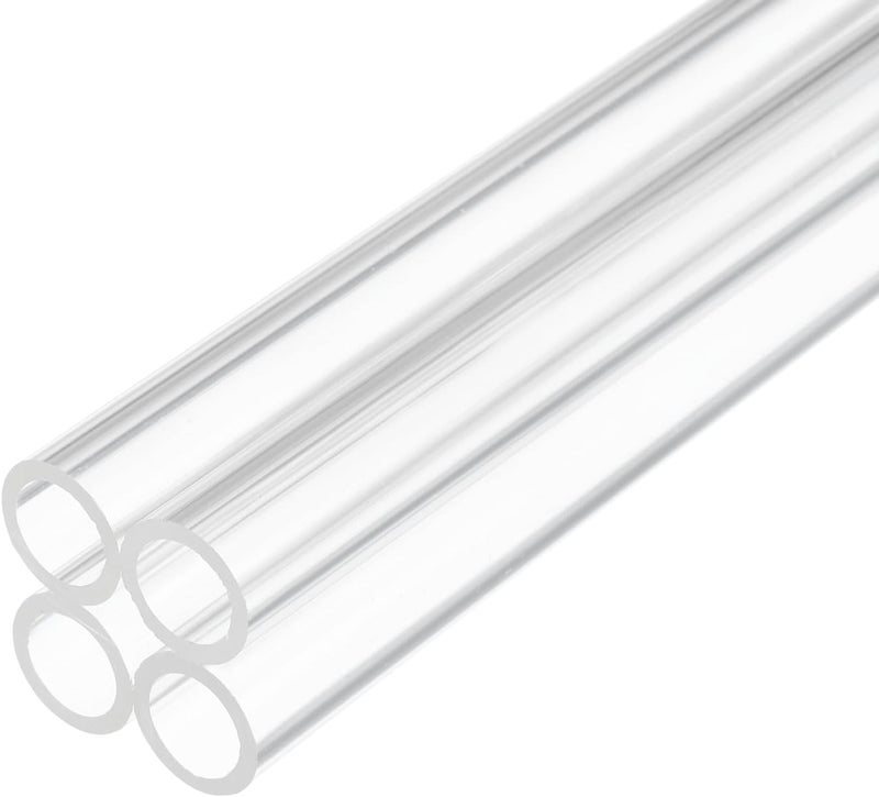 Rebower 14" Clear Plastic Rigid Pipe 10mm ID x 14mm OD (3/8" ID x 9/16" OD) Acrylic Round Polycarbonate Tubing, [for Plumbing, Hydraulics, Aquarium] - 4Pcs - Image 1